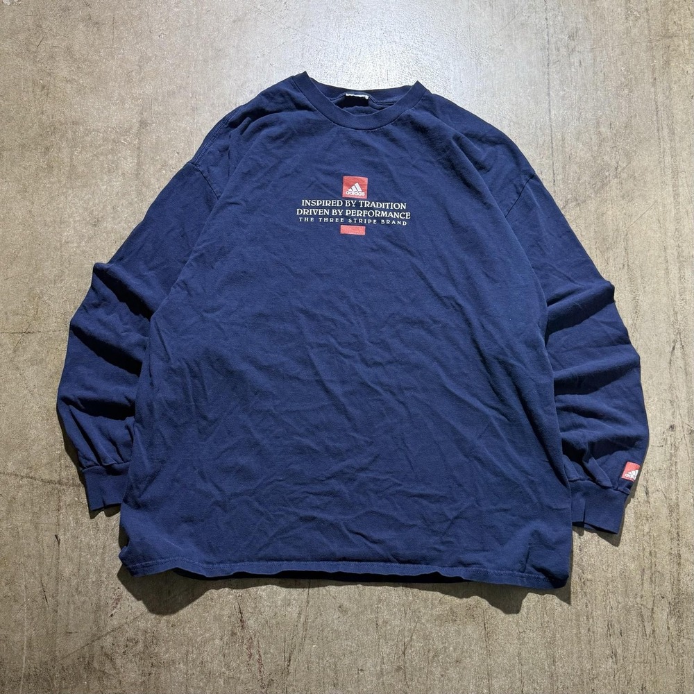 Adidas Shirt Mens XL Blue Long Sleeve Inspired By Tradition Graphic Tee